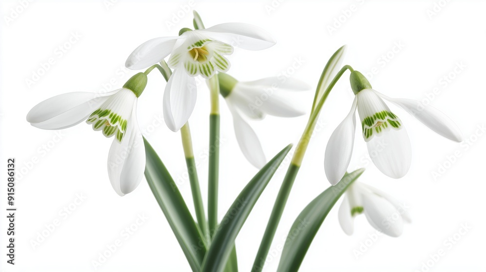 Snowdrop Flowers Isolated on White Background, Perfect for Spring and Nature Themes Snowdrop Flowers Isolated on White Background, Perfect for Spring and Nature Themes