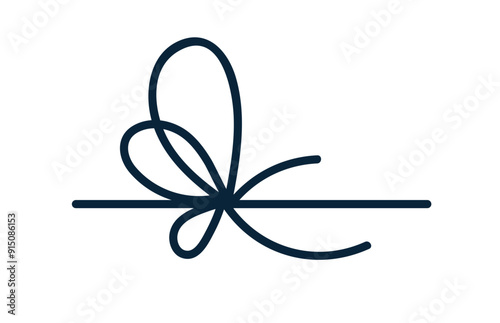 String bow, knot. Tied rope, thread with decorative loops. Thin ribbon, cord ...