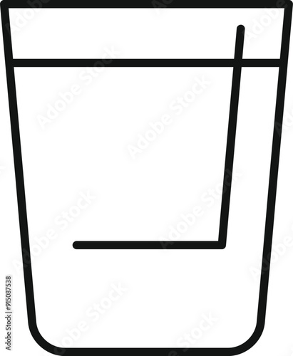 Line drawing of a glass partially filled with water, indicating the appropriate fill level for a dishwasher