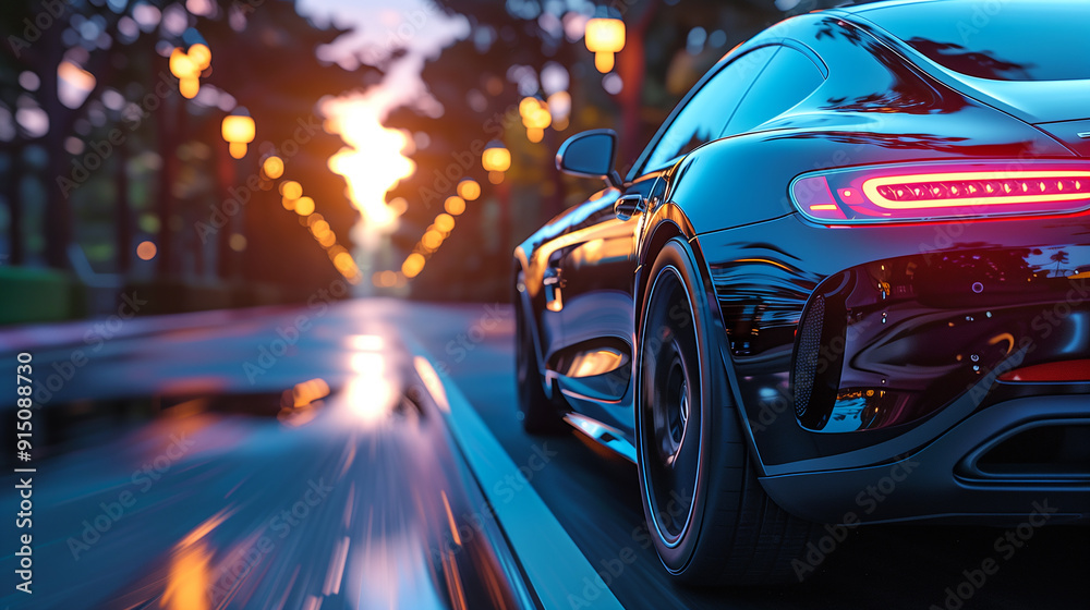 custom made wallpaper toronto digitalA black car is driving down a street at night