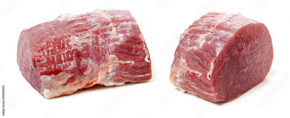 huge red meat chunk isolated over white background huge red meat chunk isolated over white background