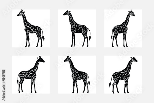 Minimal Giraffe Silhouette Art for Kids Room 