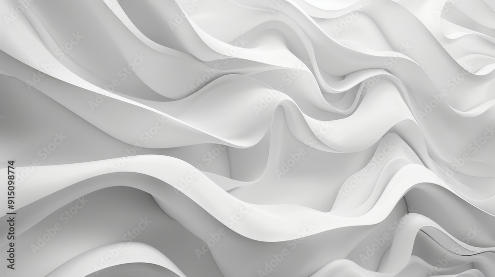 Obraz premium White fabric flows gracefully, creating soft waves and curves in a tranquil indoor setting