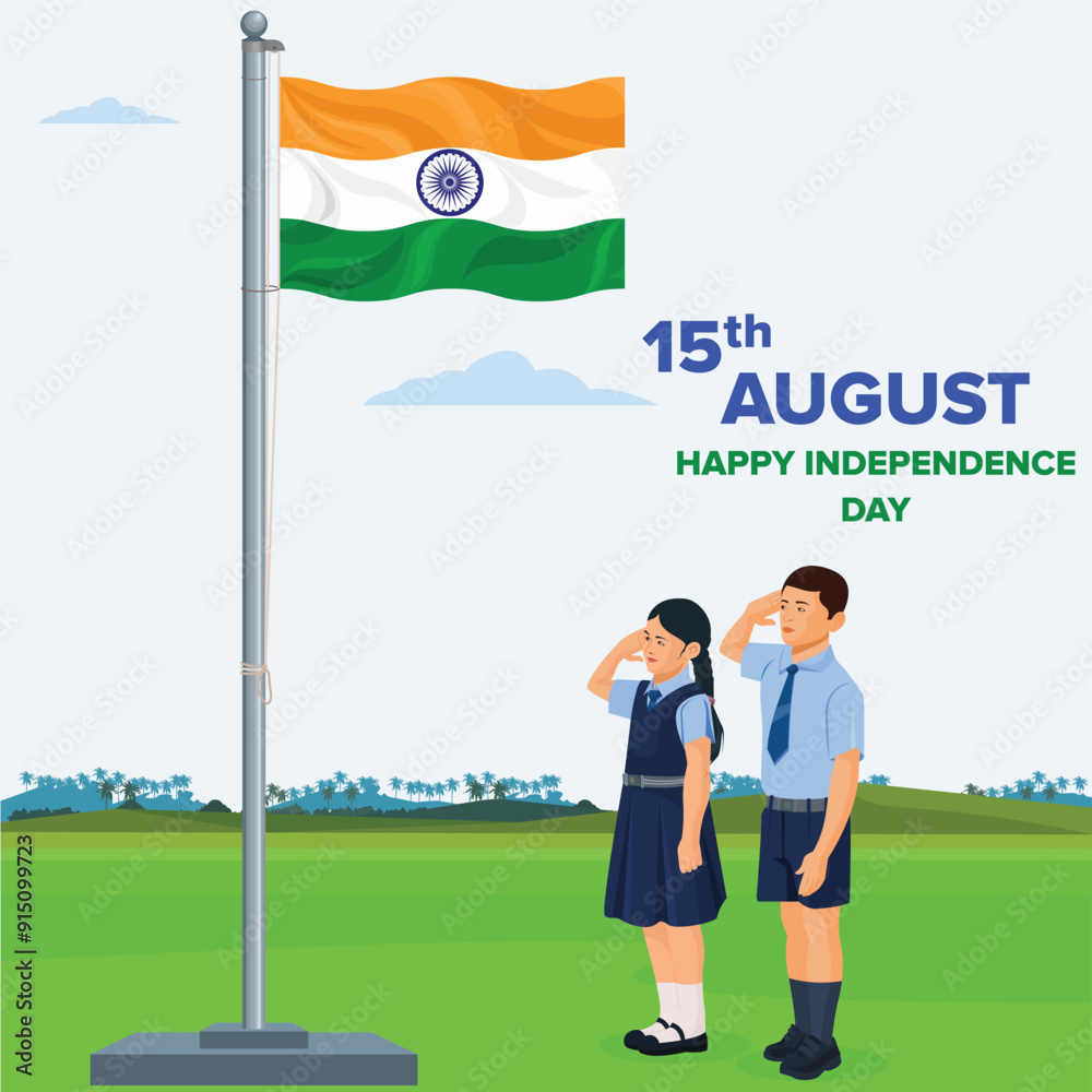 15th August happy independence day India, vector illustration 15th August happy independence day India, vector illustration