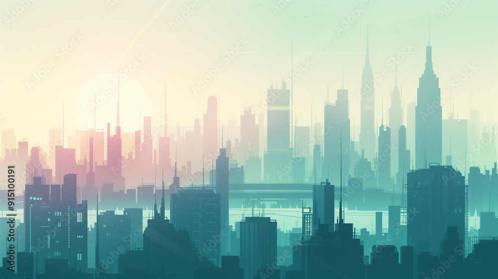 Futuristic Cityscape with Modern Geometric Buildings Futuristic Cityscape with Modern Geometric Buildings