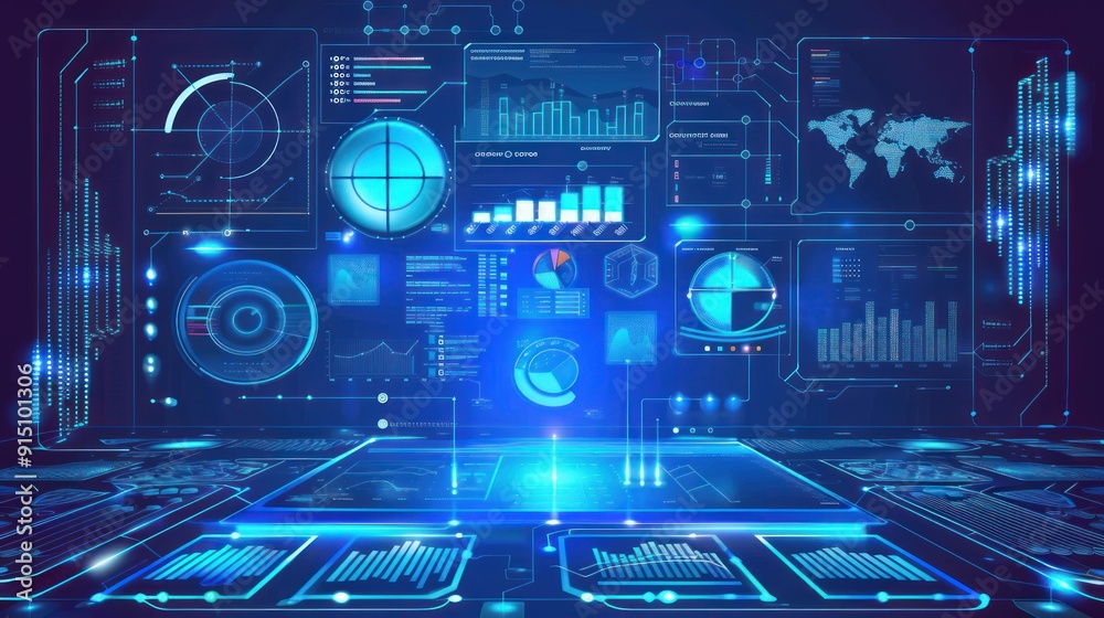 Futuristic Digital Interface with Blue Glow Futuristic Digital Interface with Blue Glow
