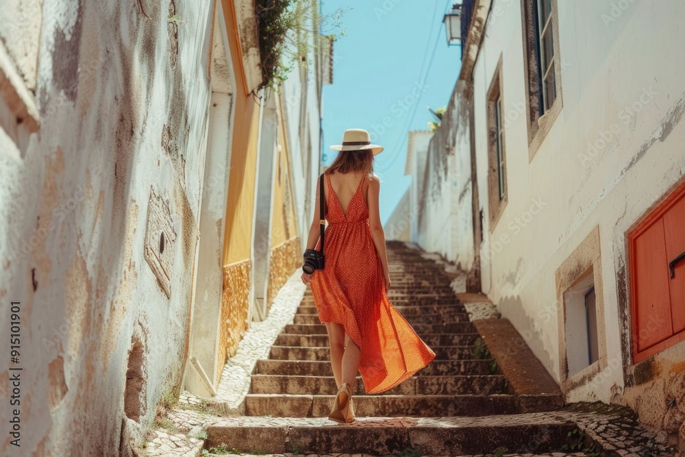 Obraz premium A person ascends a staircase