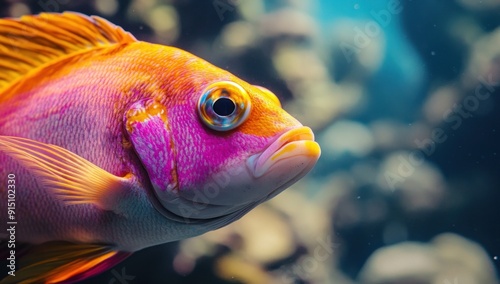 Close-up of a Vibrant Pink and Orange Fish