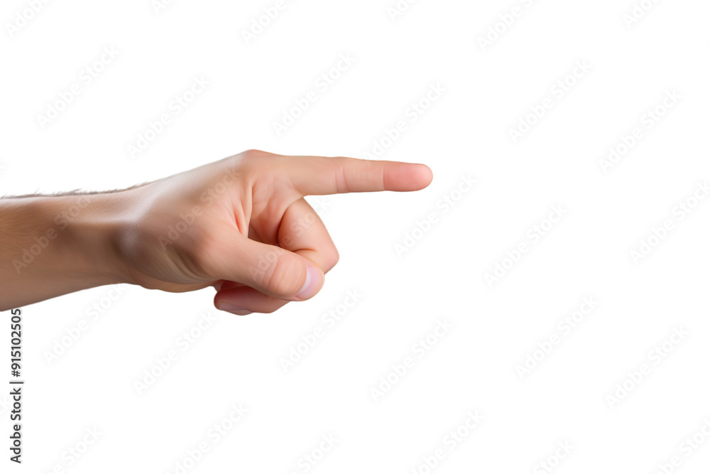 A Human Hand Gesturing Intently While Pointing Towards an Undefined Direction in Bright Illumination on Transparent PNG Background. A Human Hand Gesturing Intently While Pointing Towards an Undefined Direction in Bright Illumination on Transparent PNG Background.