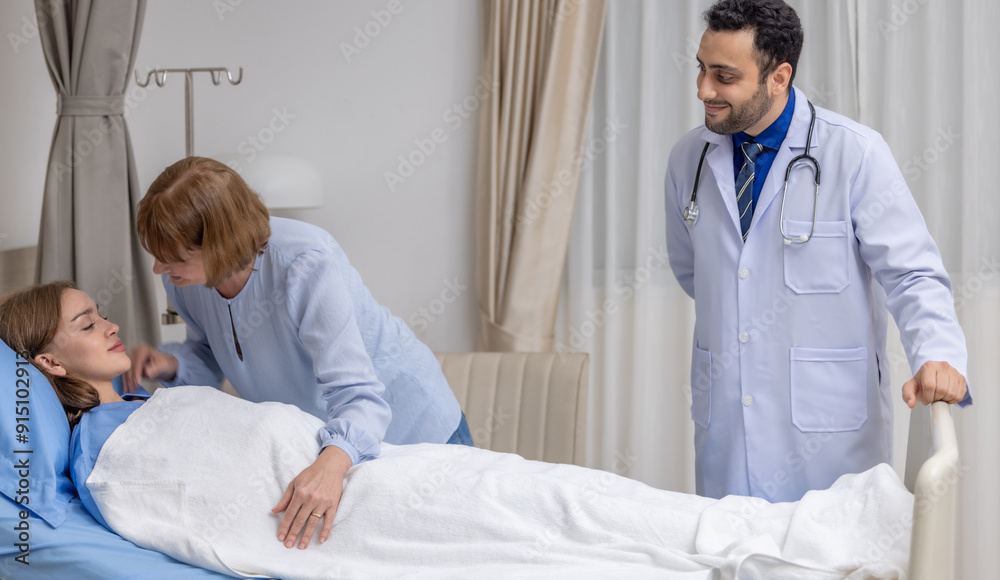 Doctor and Mother Supporting Hospitalized Patient Doctor and Mother Supporting Hospitalized Patient