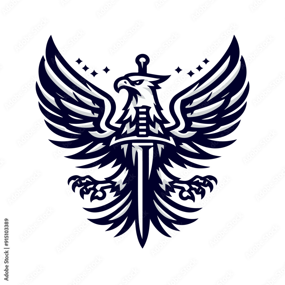 Obraz premium EAGLE AND SWORD VECTOR LOGO
