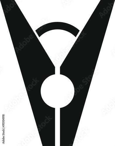 Black clothes peg icon in simple style isolated on white background