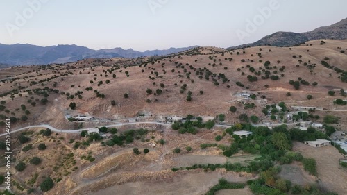 Aerial Footage of Mountains and Hills at Kurdistan Iraq. Drone's Footage from Medium High Altitude Captured on August 3rd, 2023.