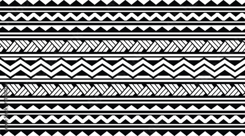 Polynesian tattoo design tribal border.Tribal design ethnic ornament maori band.Samoan Tattoo ribbon sleeve bracelet.Fabric seamless isolated hawaiian armband pattern on white background.