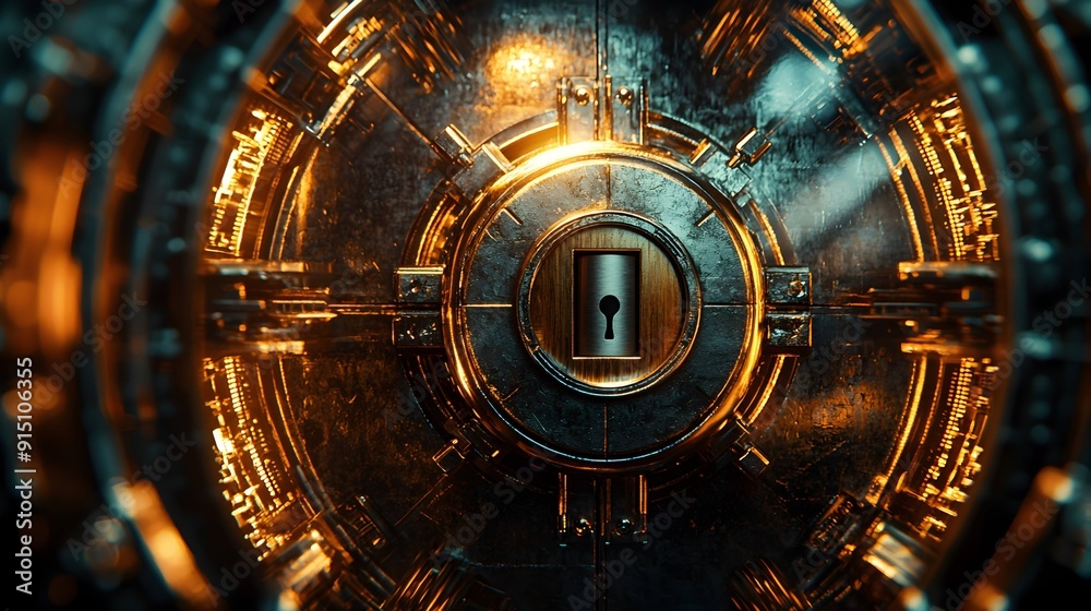 Obraz premium Metal Vault Door with Keyhole.