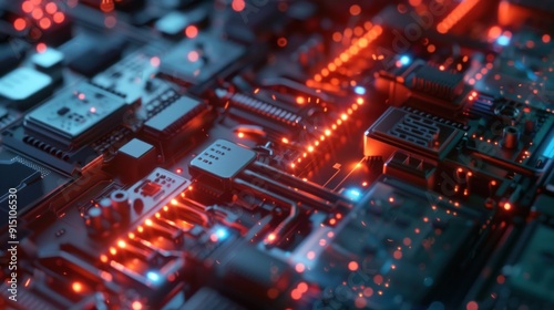 Circuitry Glow: A Cyberpunk Motherboard
