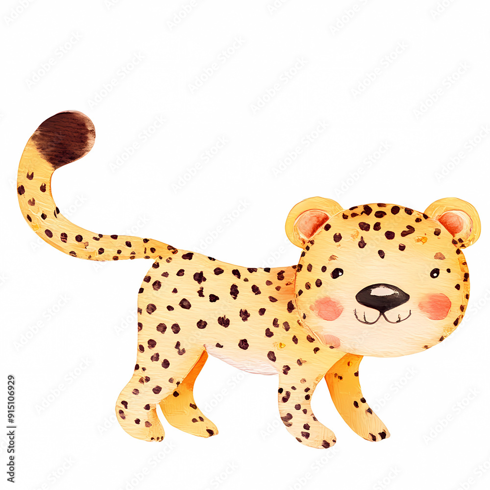 Fototapeta premium cute animal in watercolor for nursery prints on white background, generated ai