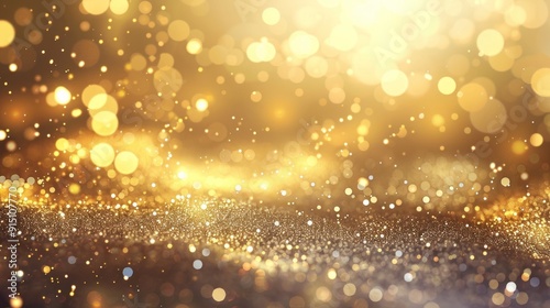 Golden Glitter Background with Bokeh Lights