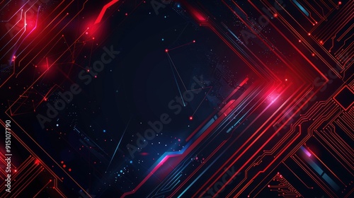 Abstract Red and Blue Digital Lines
