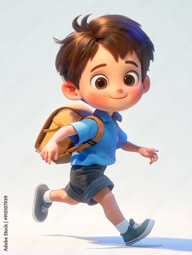 3D cartoon cute boy student illustration 3D cartoon cute boy student illustration