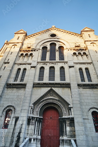 Facade of the Basilica of the Sacred Heart in Paris in France