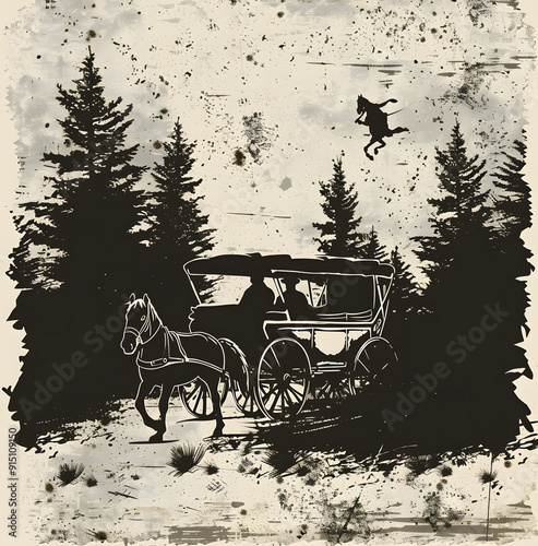 transportation horse-drawn carriage silhouette design