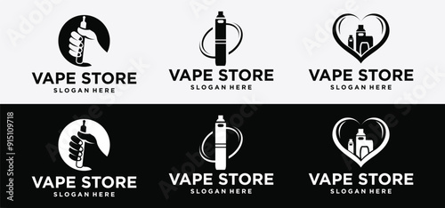 vape shop logo. E-cigarette shop logo. design for future e-cigarette and vape logo.