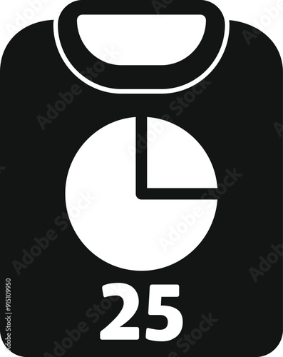 Bathroom scale icon depicting weight loss progress with a chart and number 25