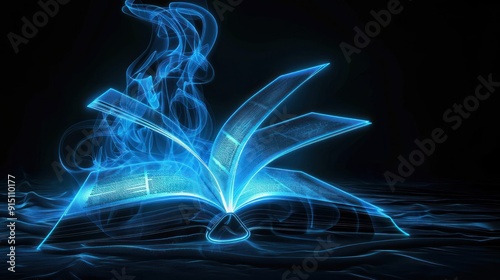 Glowing Book with Smoke-Like Lines
