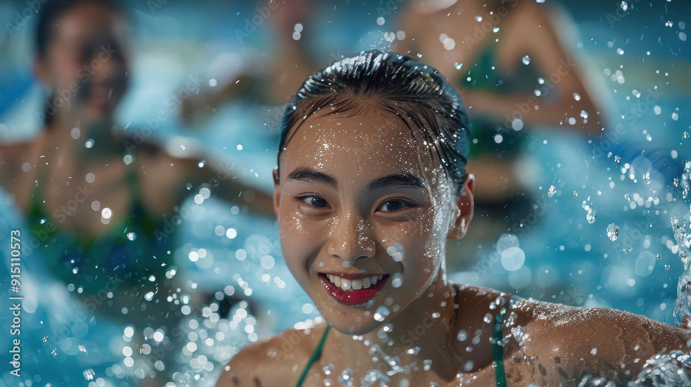 Obraz premium Joyful Teenage Girls Having Fun in a Swimming Pool.