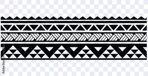 Polynesian pattern tribal tattoo border. Tribal tattoo geometric fore arm samoan band.Tattoo eps forearm samoan sleeve bracelet.Fabric seamless isolated hawaiian pattern on white background.