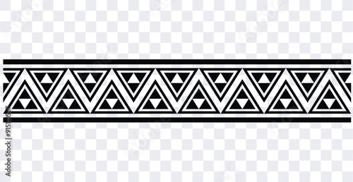 Polynesian tattoo design tribal border.Tribal design ethnic ornament maori band.Samoan Tattoo ribbon sleeve bracelet.Fabric seamless isolated hawaiian armband pattern on white background.