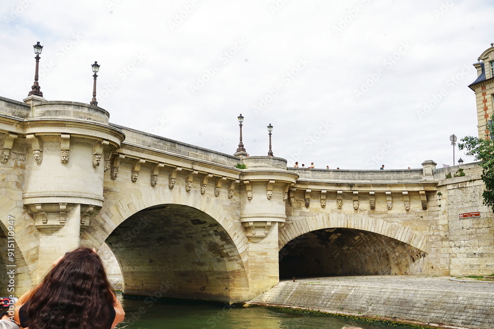 Neuf bridge over the Seine in Paris Neuf bridge over the Seine in Paris