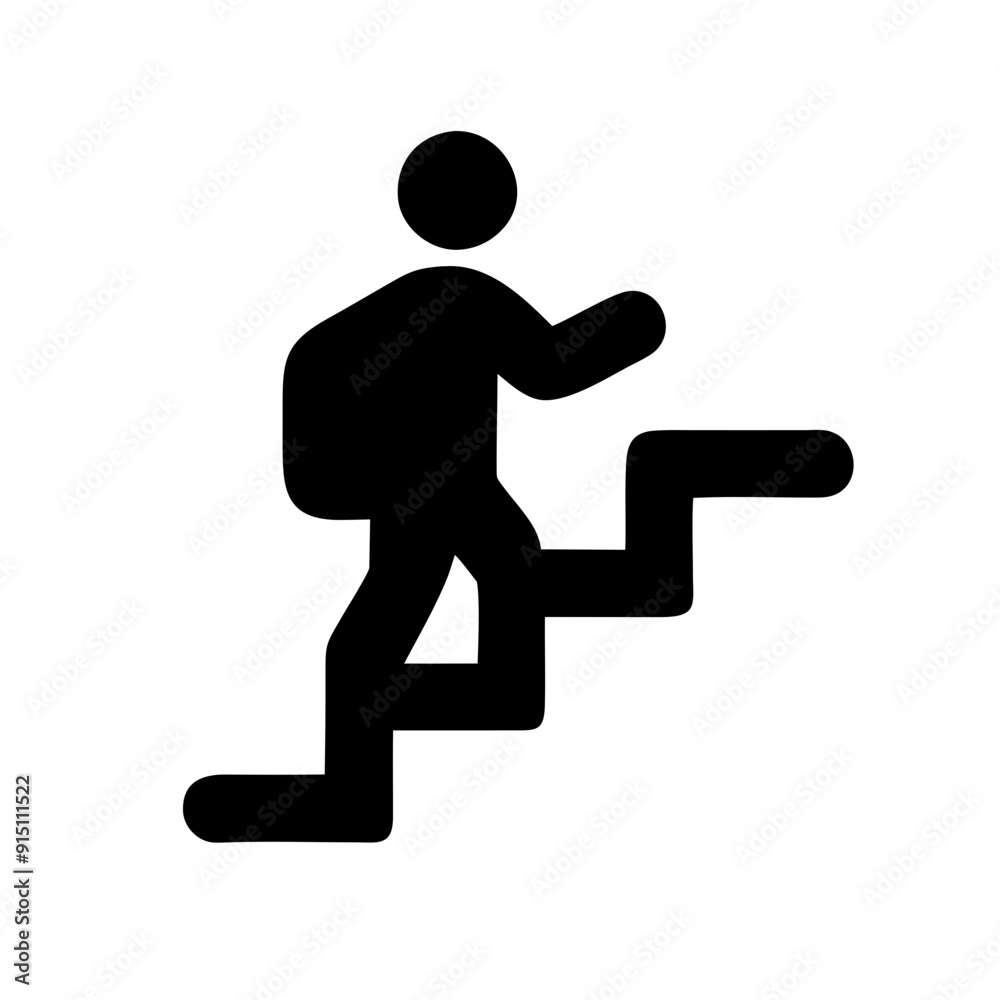 Walking up staircase or stairs sign flat vector icon for apps and print Walking up staircase or stairs sign flat vector icon for apps and print
