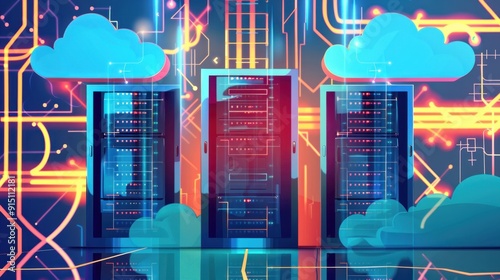 Three Servers in a Cloud Computing Network