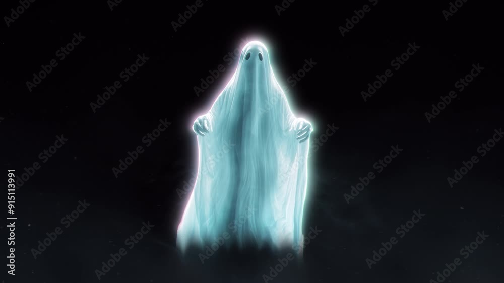 Spooky Halloween haunted ghost animation loop with alpha channel 4k resolution