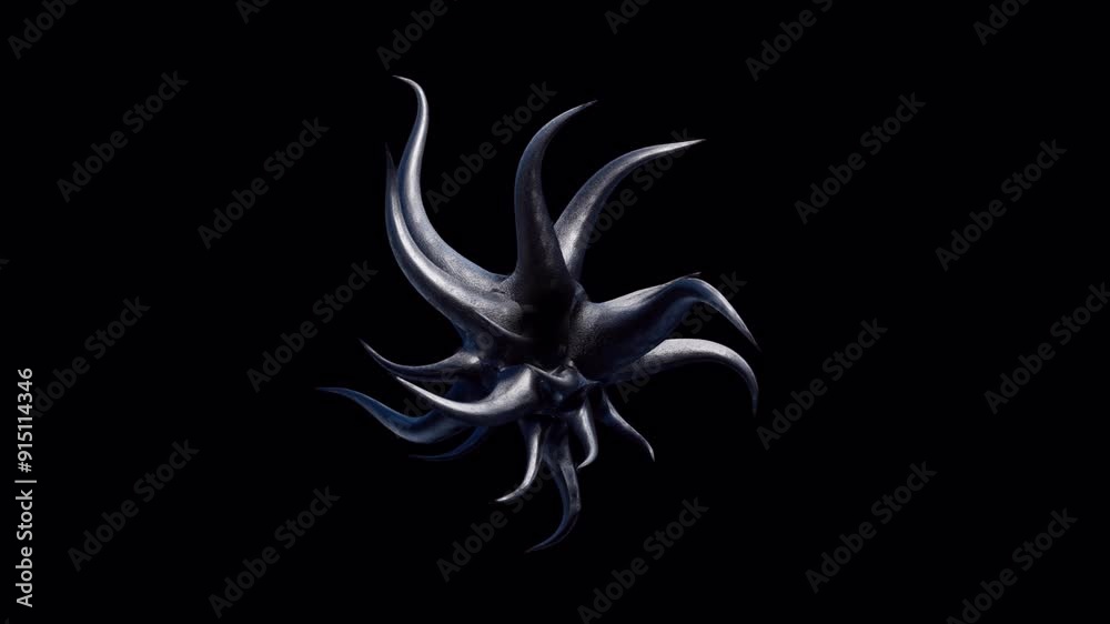 Dark alien organism tentacles animation Loop With Alpha channel in 4k resolution