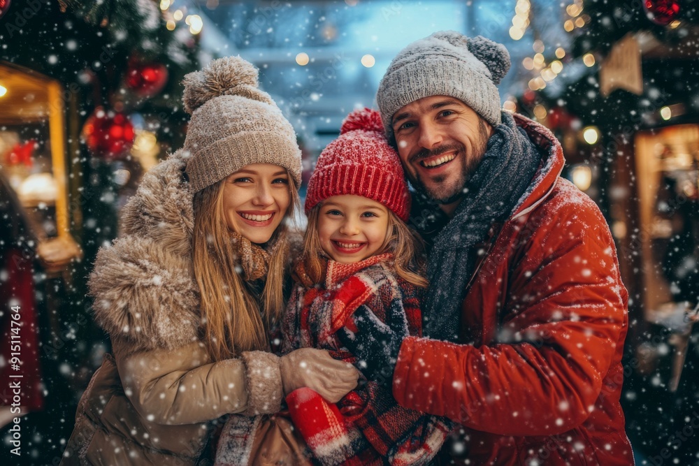 family walk snow fair christmas holiday illumination family walk snow fair christmas holiday illumination