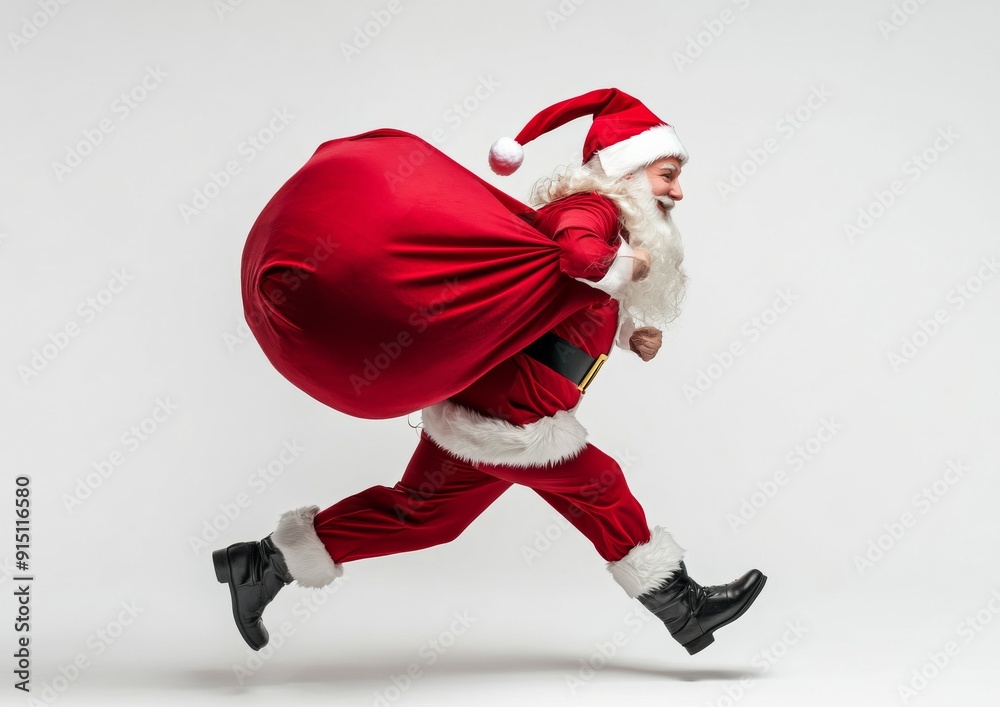 Santa Claus with a bag of gifts on a white background isolated Santa Claus with a bag of gifts on a white background isolated