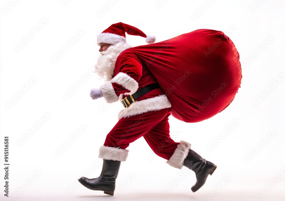 Santa Claus with a bag of gifts on a white background isolated Santa Claus with a bag of gifts on a white background isolated