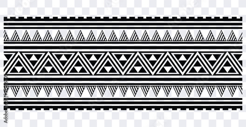 Polynesian tattoo tribal band design. Samoan tattoo tribal border. Decorative seamless pattern.