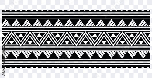 Polynesian tattoo tribal band design. Samoan tattoo tribal border. Decorative seamless pattern.