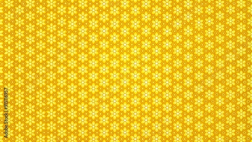 Golden Floral Pattern - Yellow and Orange Tones - Digital Painting - Abstract Background - Floral Design - Geometric Shapes - Art Deco