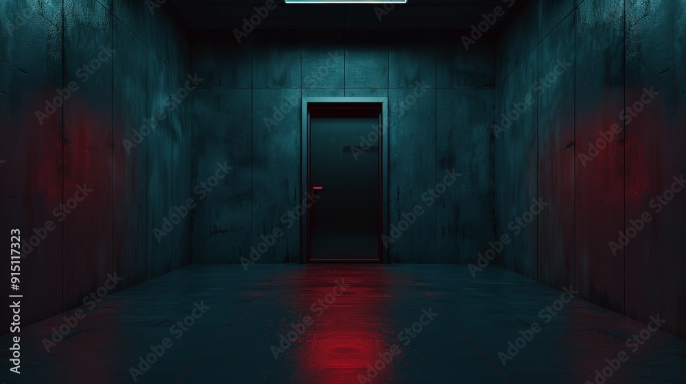 Obraz premium A Bloodstained Doorway in a Dark and Grungy Room