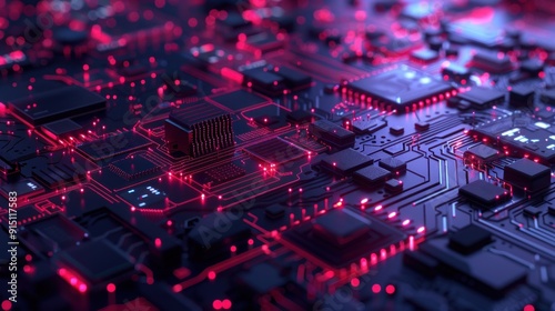 Close-Up of a Futuristic Circuit Board