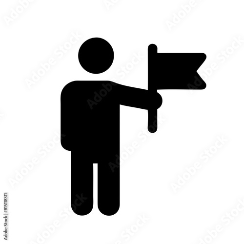 Man holding a victory flag Pictogram 