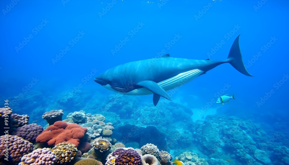 Fototapeta premium Whale and Coral Reefs