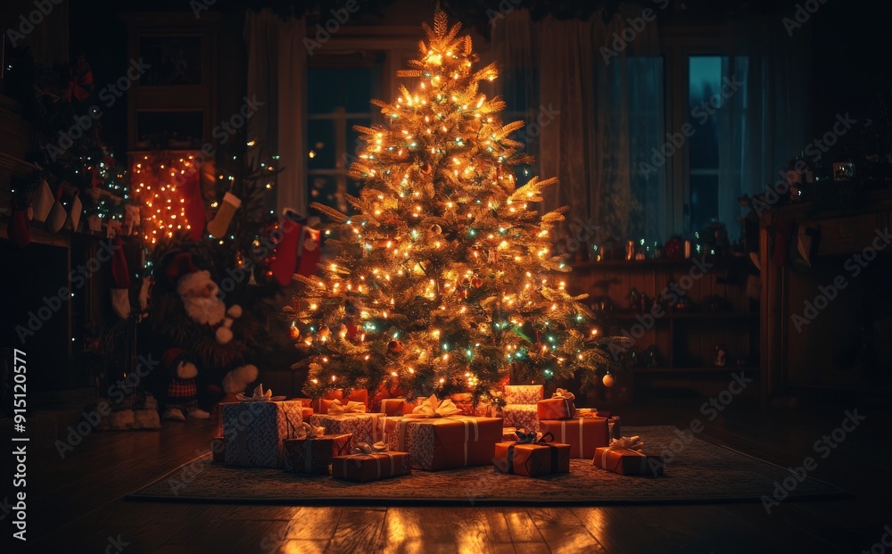 Obraz premium new year tree christmas decoration interior