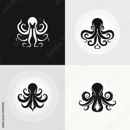 Octopus logo design vector illustration