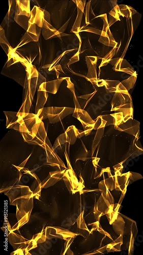 Abstract Motion Vertical Gold Trapcode Mir On Black. Abstract dark  gradient light trails futuristic background. 4k shot
